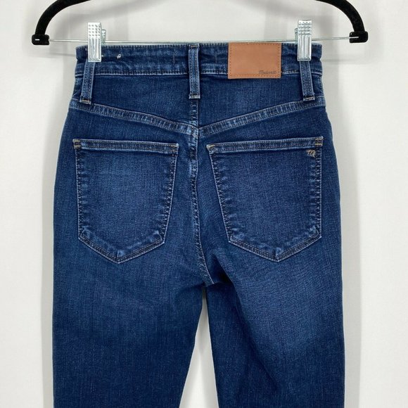 Madewell Curvy High Rise Skinny Fit Jeans Size 24T Stretch Dark Wash Denim Blue - Picture 7 of 11